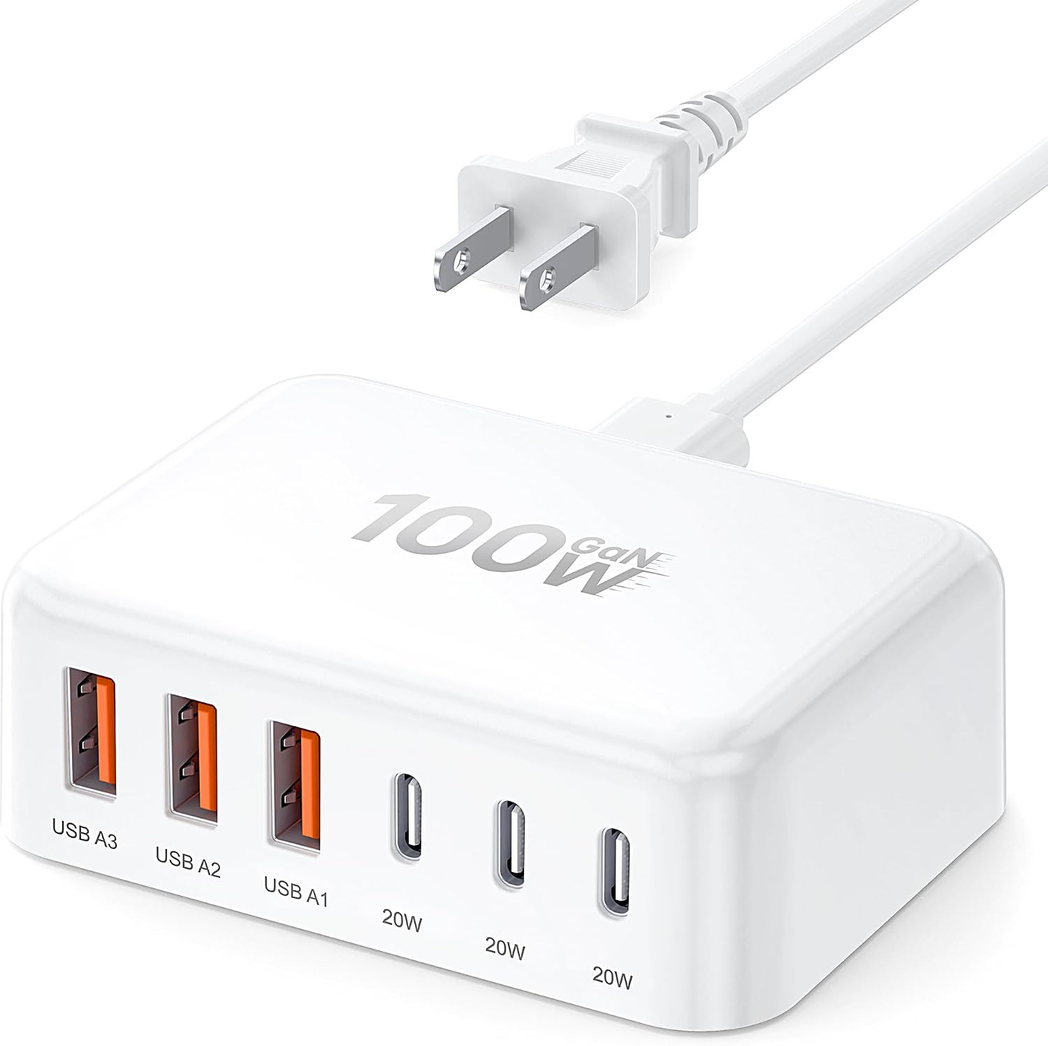 USB C Charger Block, GaN Fast USB Charging Station Hub with 100W Max 6-Port | Amazon (US)