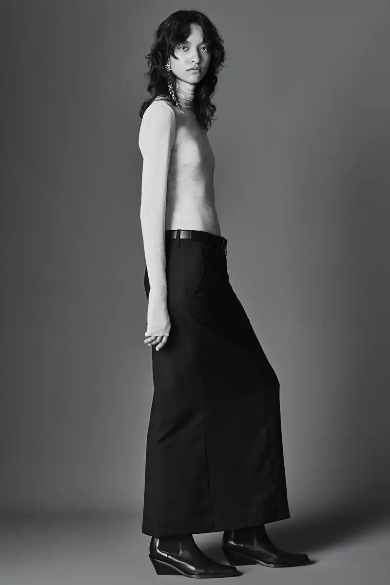 WOOL COLUMN MAXI SKIRT - BLACK - COS | COS (EU)