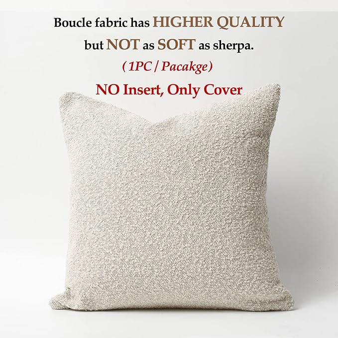 DOMVITUS Luxury Decorative Throw Pillow Cover 18 x 18 Inch Textured Boucle Square Sofa Couch Pill... | Amazon (US)