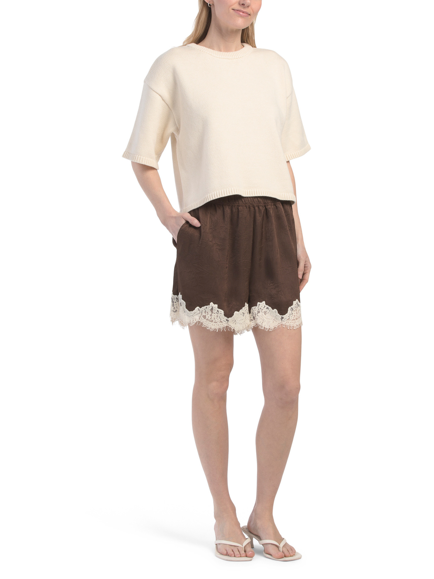 2pc Sweater Top And Woven Shorts Set | TJ Maxx