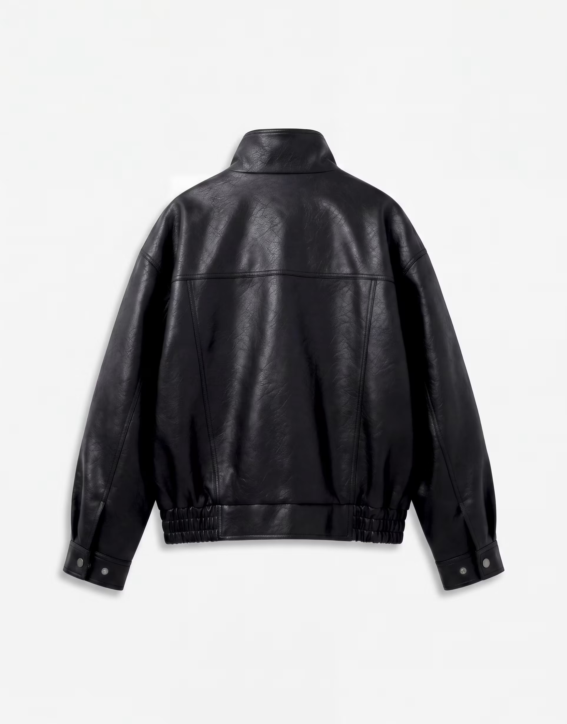 ASOS DESIGN Oversize-Bomberjacke in Lederoptik in Schwarz | ASOS (Global)