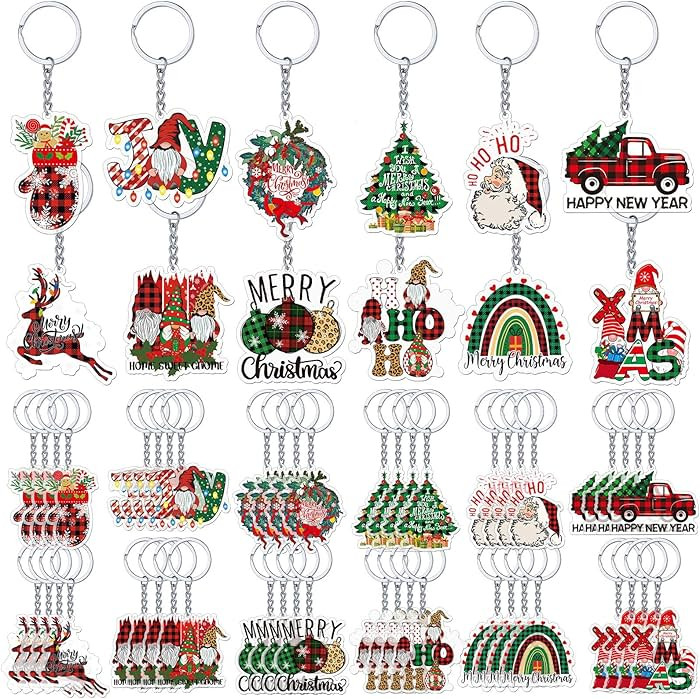 Kigeli 60 Pcs Christmas Keychains Bulk Santa Gnome Key Rings Gifts Christmas Party Favors Hanging... | Amazon (US)