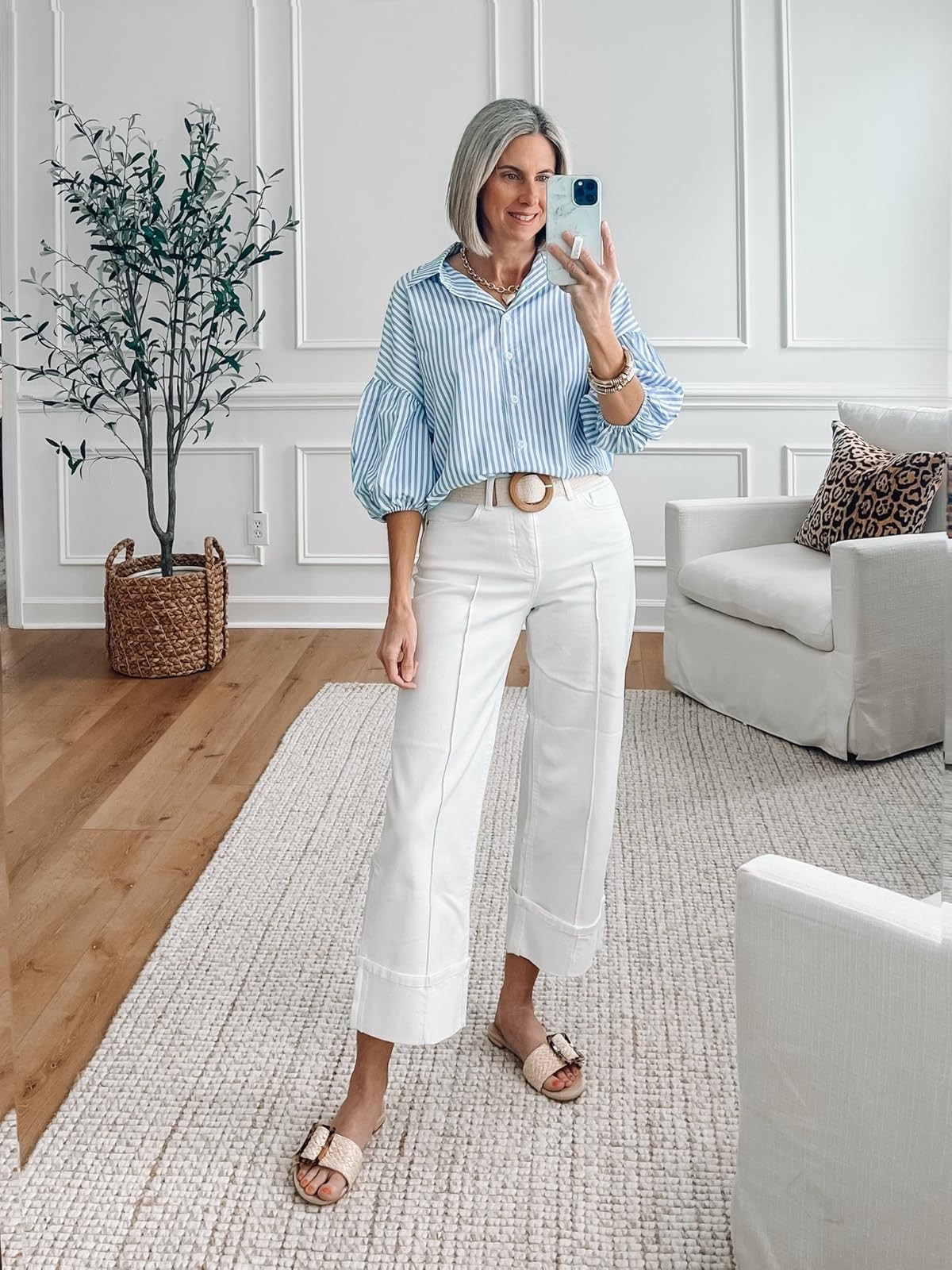 Spring Outfit Idea: Puff sleeve top lightweight wearing an xs White crop jeans are a spring closet staple My favorite belts for spring and summer
 | Amazon (US)