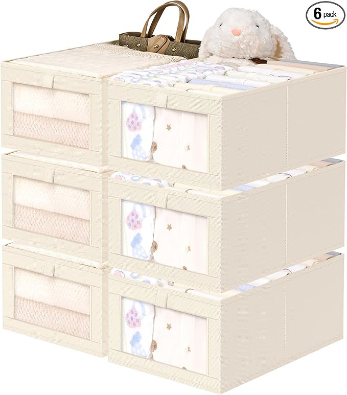 Criusia 6 Pack Linen Closet Organizers and Storage, Large Linen Closet Baskets for Organization, ... | Amazon (US)