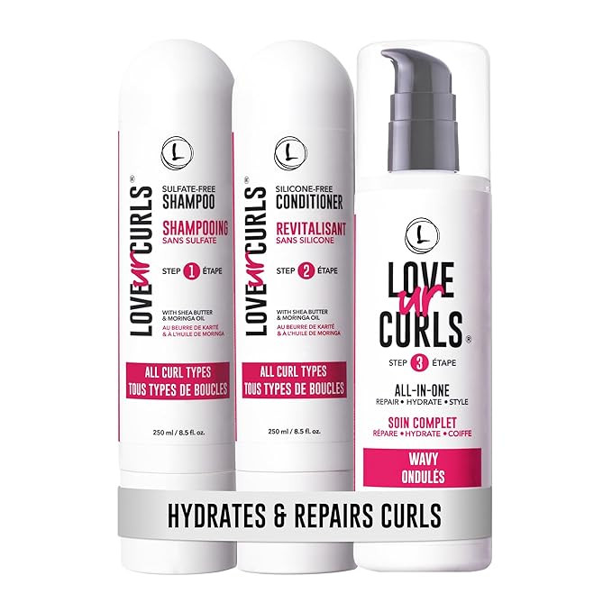 Love Ur Curls - Shampoo & Conditioner Set with All in One Curl Cream Styler for Wavy Hair, 3 Step... | Amazon (US)