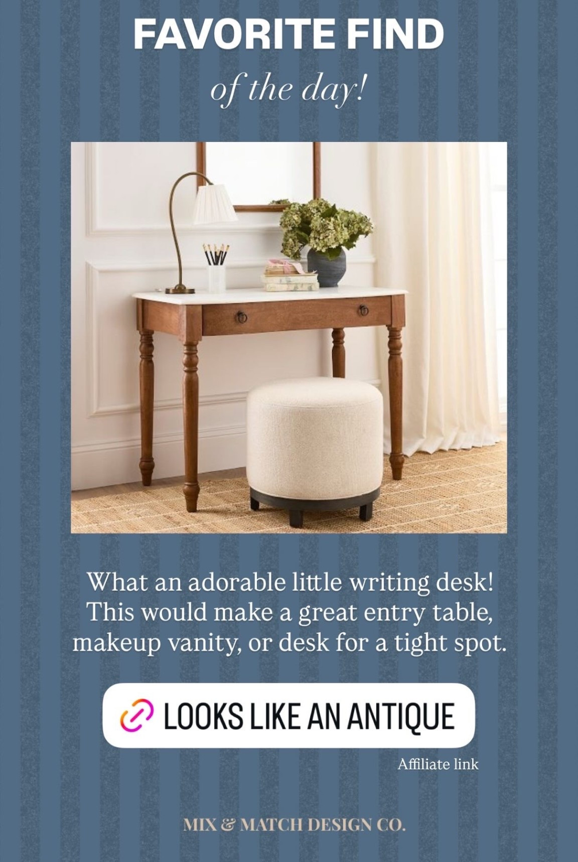 I seem to be drawn to little writing desks these days! I loved the idea of the marble top on this one. It reminds me of an antique wash basin table!

#LTKHome