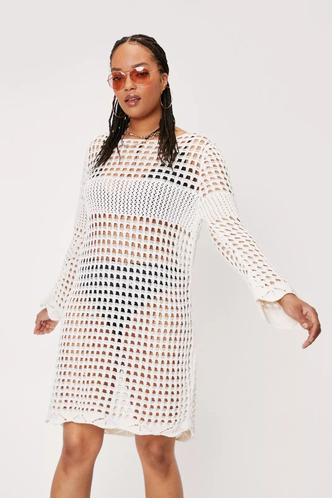 Grande Taille - Robe ample en crochet à manches longues | NastyGal (FR)