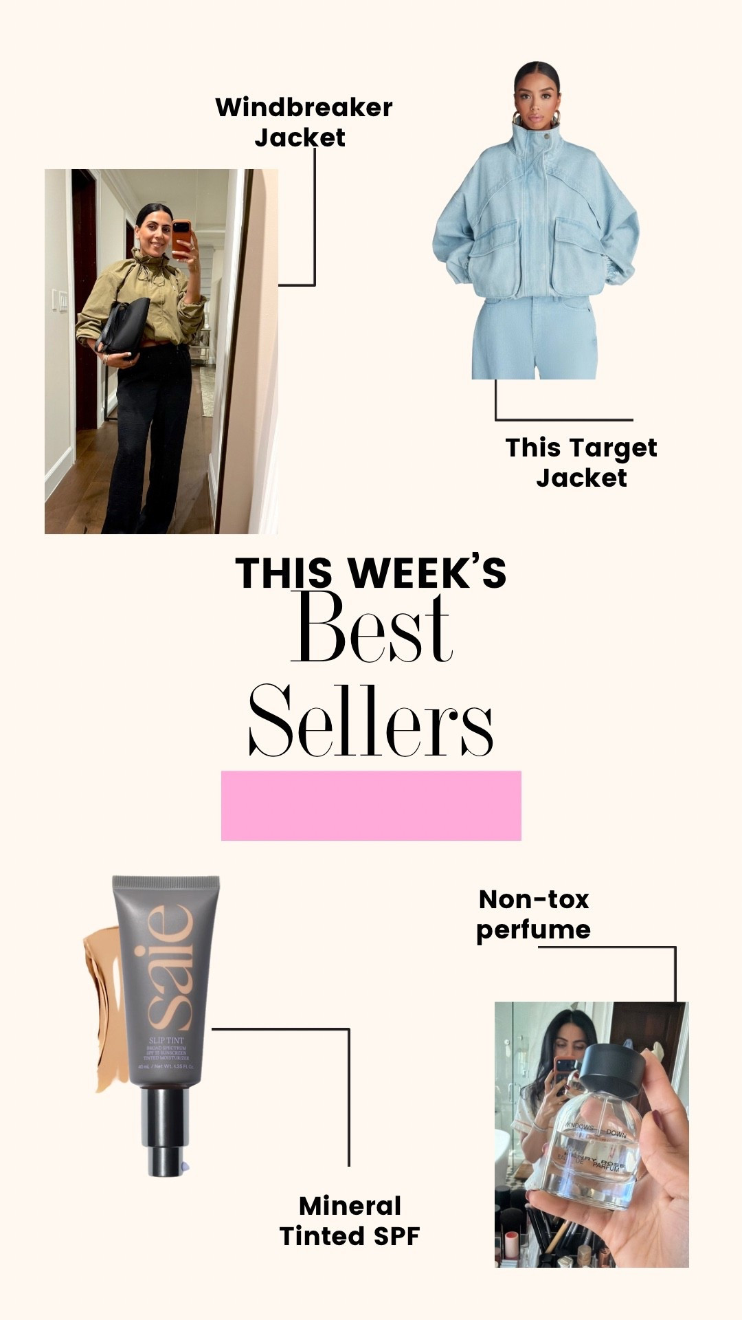 This weeks best sellers + a few other popular ones. 

Bomber jacket
Windbreaker
Target finds
H&M finds 
Tinted spf
Non Toxic makeup
Non Toxic Living
Perfume 

#LTKMothersDay #LTKselfcare #LTKBeauty