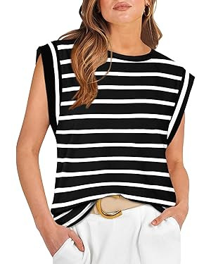 WIHOLL Cap Sleeve Tops for Women Summer Top Basic Tee Shirts Casual Tank Loose Fit 2025 Fashion | Amazon (US)