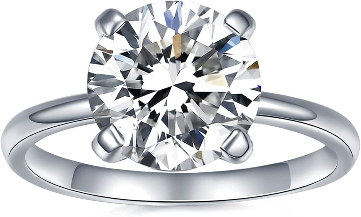 IMOLOVE Solitaire Moissanite Engagement Ring, 1CT D Color VVS1 Clarity, 925 Sterling Silver with ... | Amazon (US)