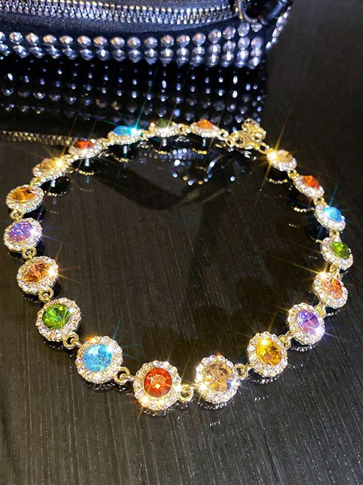 Elegant Trendy Stylish Colorful Rhinestones Necklace Decorative Accessories Holiday Birthday Part... | SHEIN