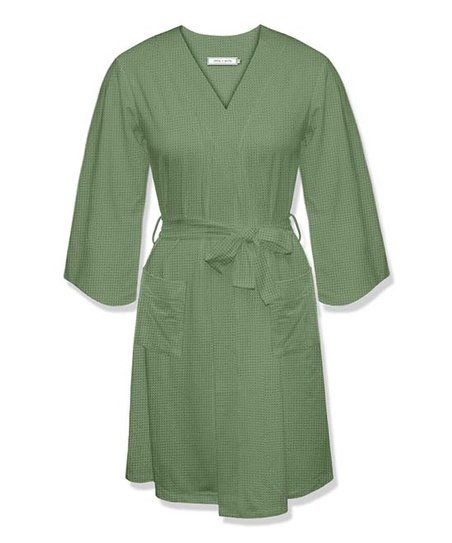 Loden Frost Waffle-Knit Tie-Waist Robe - Women | Zulily