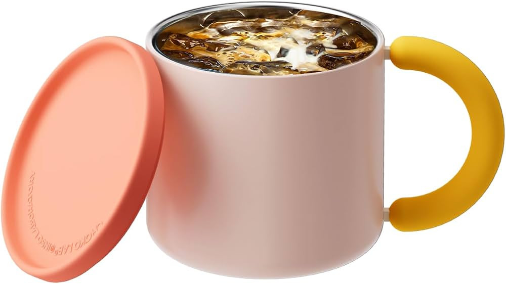 Insulated Mug 11Oz Stainless Steel Coffee Mug Double vacuum wall with Silicone Lid and Rubber non... | Amazon (US)