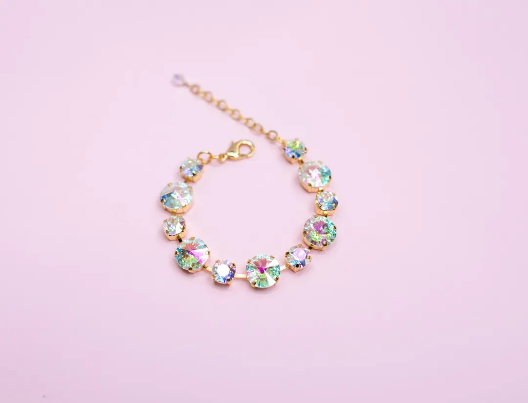 12/8mm Rivoli Bracelet Transmission- Choose Setting Color and Length - Etsy | Etsy (US)