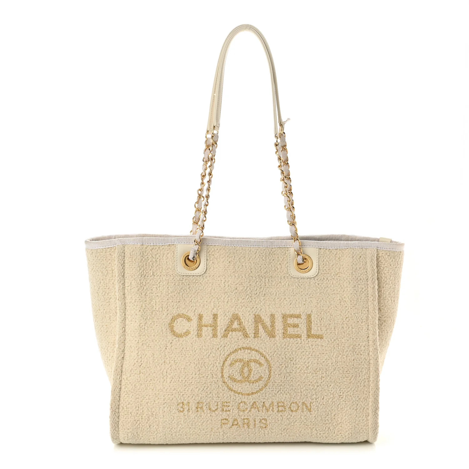 Lurex Boucle Small Deauville Tote White | FASHIONPHILE (US)