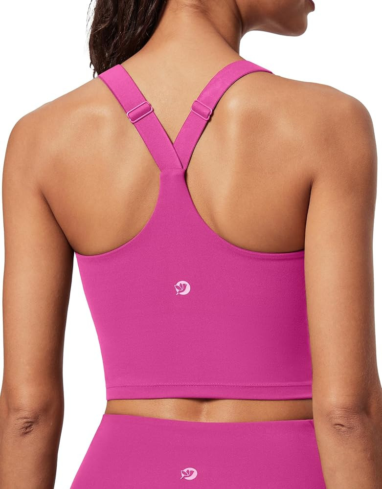 Longline Sports Bras for Women Workout Crop Tank Tops with Built in Bras | Amazon (US)