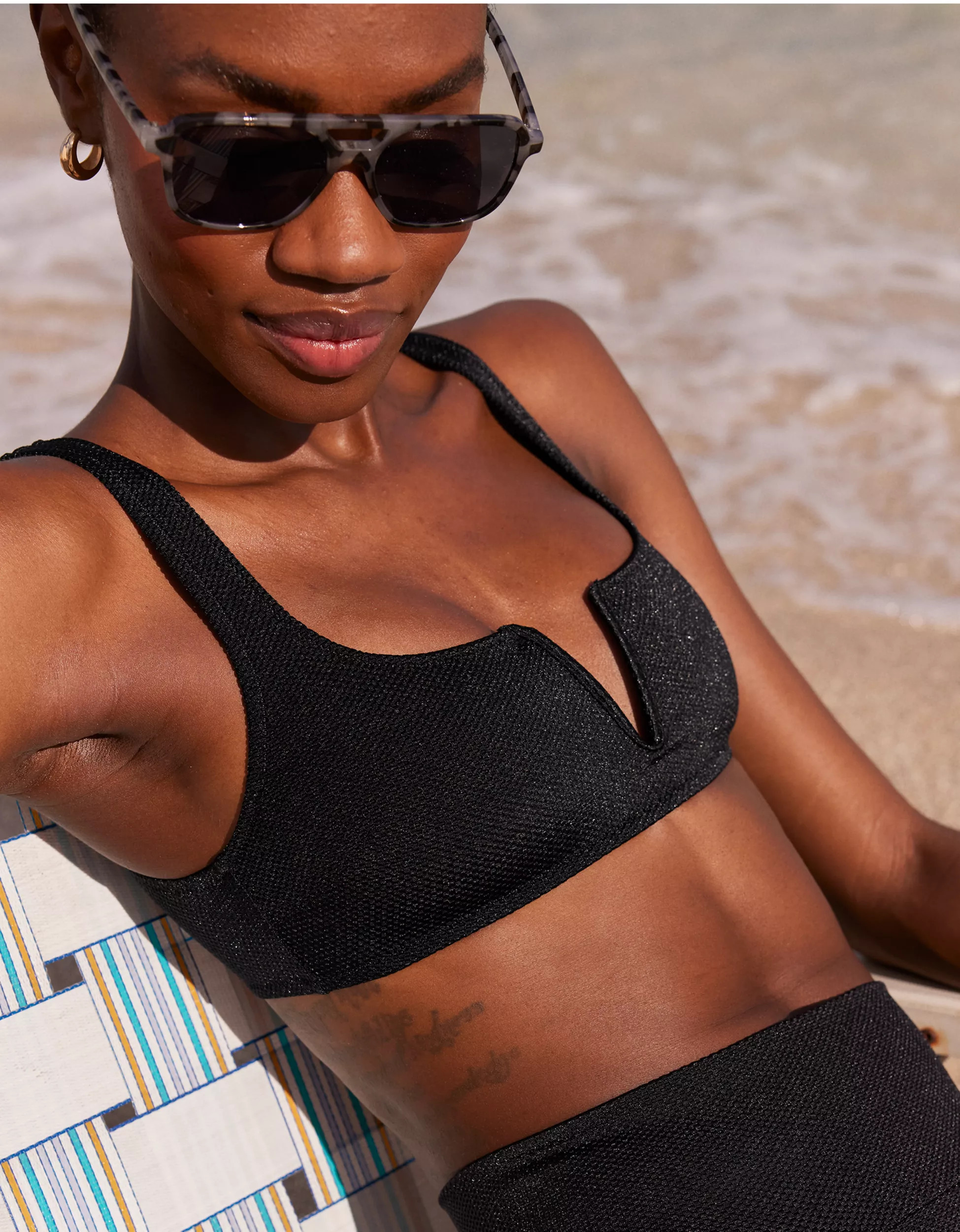 Aerie Shine Pique V Wire Scoop Bikini Top | Aerie