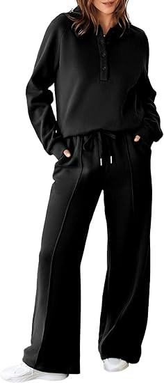 Aleumdr Women's 2 Piece Outfits Sweatsuit Oversized Sweatshirt Wide Leg Sweatpants Matching Loung... | Amazon (US)