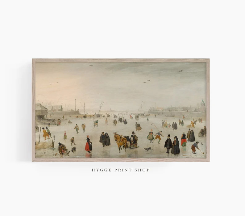 Samsung Frame TV art, Scene on the Ice, Winter, Muted, Nordic, Holiday, Farmhouse, Cottage | Etsy (US)