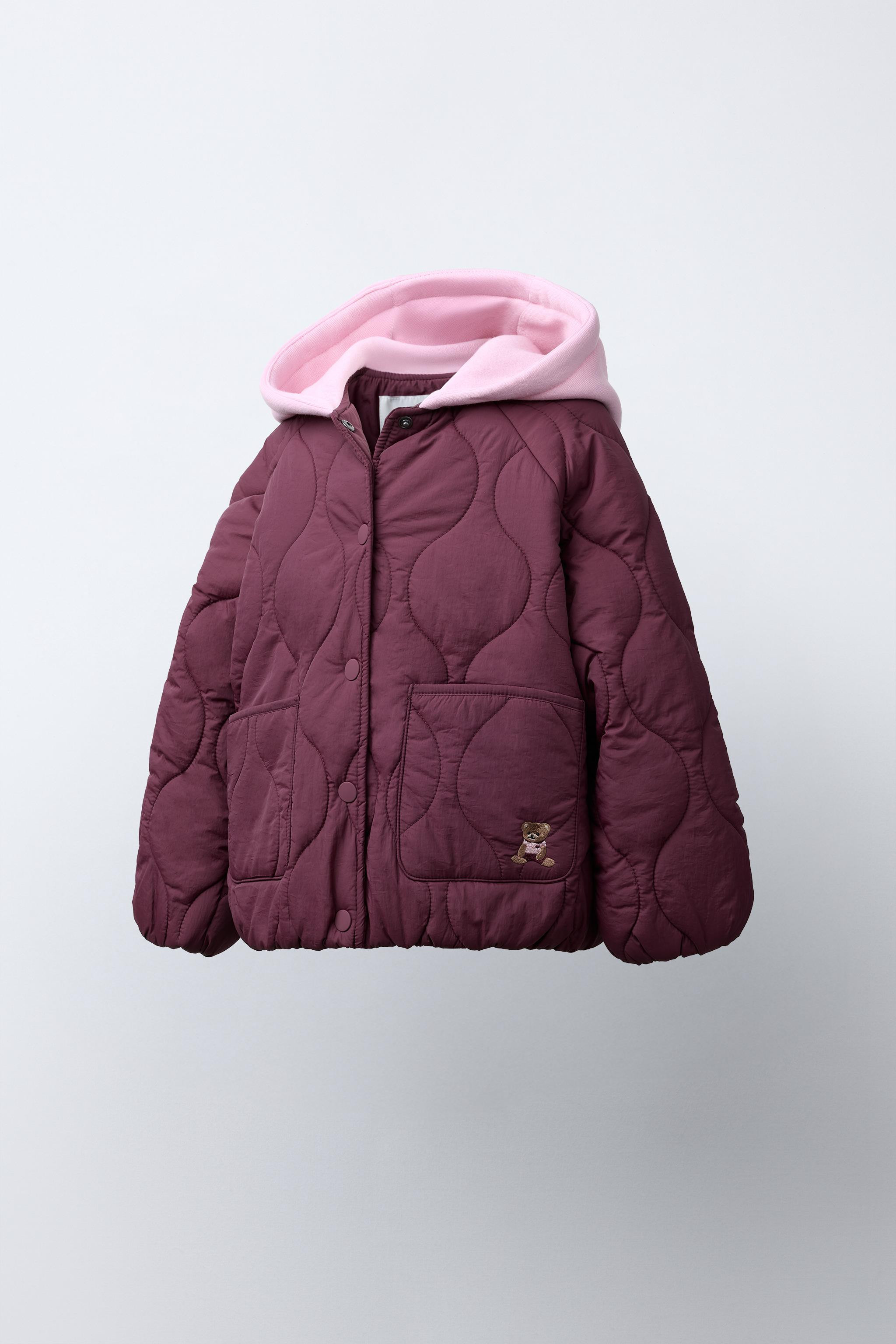 EMBROIDERED BEAR HOODED PUFFER JACKET | Zara US