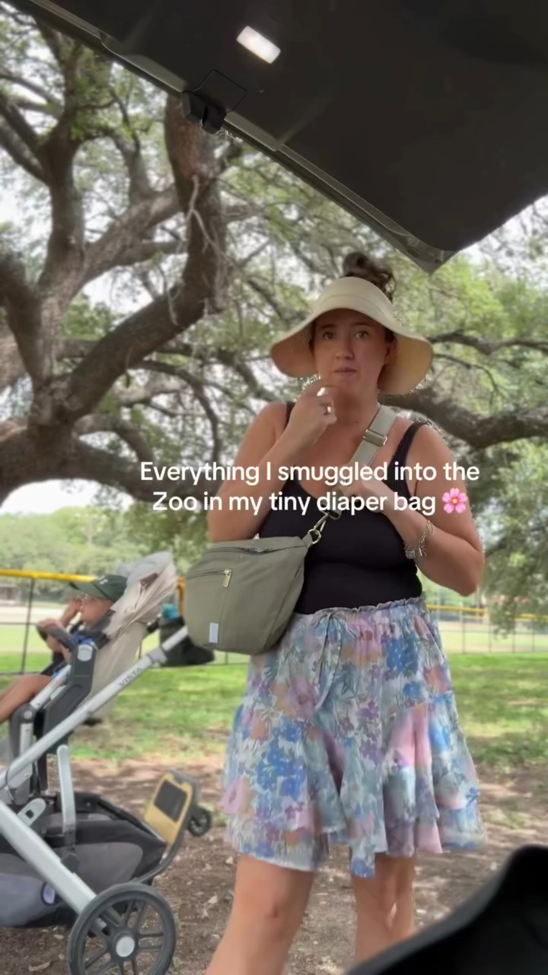 Everything I smuggled in my tiny diaper bag for a day at the zoo with my two toddlers 🦁 I love a good bag, especially one that I can be hands free with. The mini cooler bag inside this one is what sold me 😱 #diaperbag #mombag #momlife