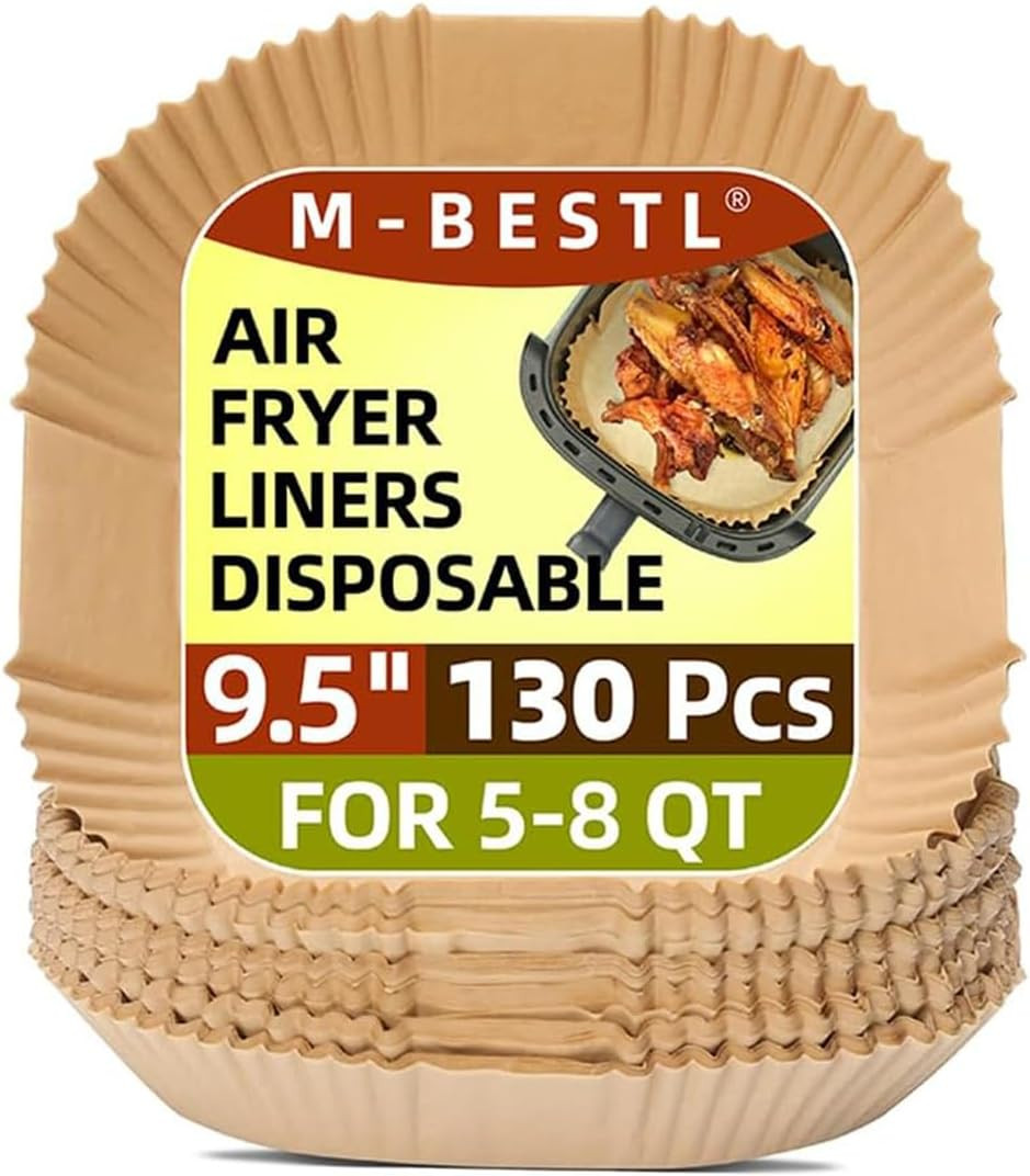 9.5 Inch 130PCS Air Fryer Liners Disposable Square for 5-8 Qt,Non-stick &Oil-proof Air Fryer Parchment Paper Liners for Frying,Baking | Amazon (US)