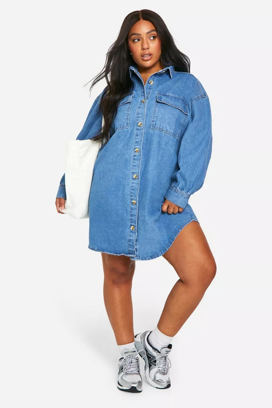Plus Denim Oversized Shirt Dress | boohoo (US & Canada)