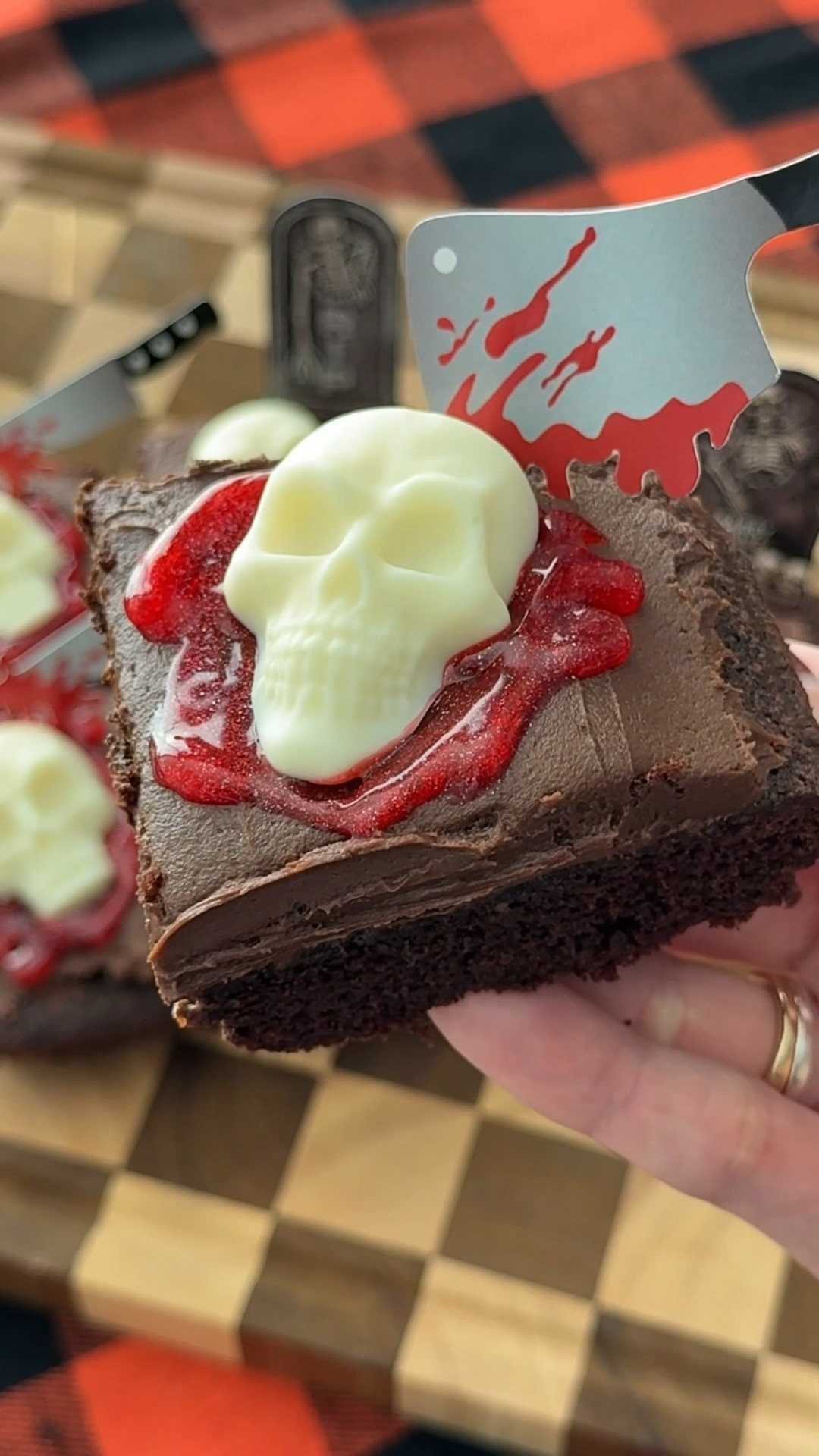 The perfect scary dessert to serve up this Halloween! 💀🔪🩸
This spooky chocolate cake is so easy to make and you only need four things: store bought chocolate cake (this one is from @traderjoes ), red icing, white chocolate, and I used this spooky skull mold from @shapedicemolds I also added the cupcake toppers for an added spook factor! 🔪🩸 
I precut the cake beforehand so it’s much easier to add everything else and love the individual sizes. 
I love how this turned out! What do you think? 

Comment “CAKE” for everything I used

✨Save and try this Halloween and tag me if you do! Follow for more inspo all year round! ✨

#halloween #dessert #chocolatecake #spookyseason #halloweenideas #halloweenparty

#LTKParties #LTKHalloween #LTKHome