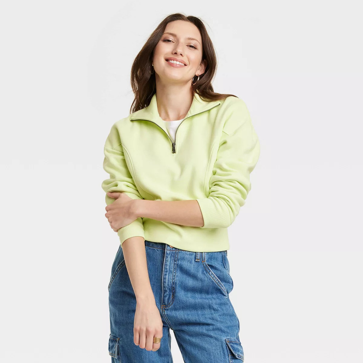 Women's Cropped Quarter Zip Sweatshirt - Universal Thread™ | Target