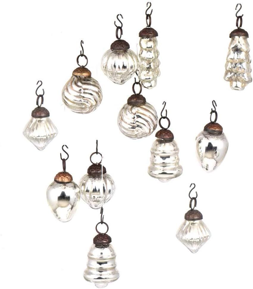 Indian Shelf Handcrafted 25 Piece Glass Assorted Glass Mercury Reusable Christmas Hangings X-mas ... | Amazon (US)
