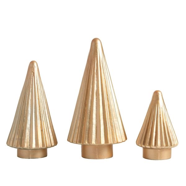 Fluted Glass Gold Trees/Set Of 3 | Annie Selke