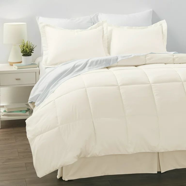Ivory 8-Piece Bed in a Bag Microfiber Bedding Set, King, by Noble Linens - Walmart.com | Walmart (US)
