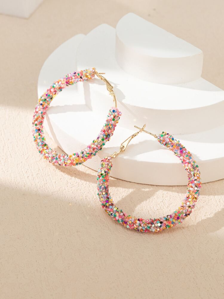 Sequin Decor Hoop Earrings | SHEIN