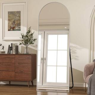 XRAMFY Silver 25 in. W x 72 in. H Arched Modern Aluminum Framed Full Length Mirror Floor Mirror F... | The Home Depot