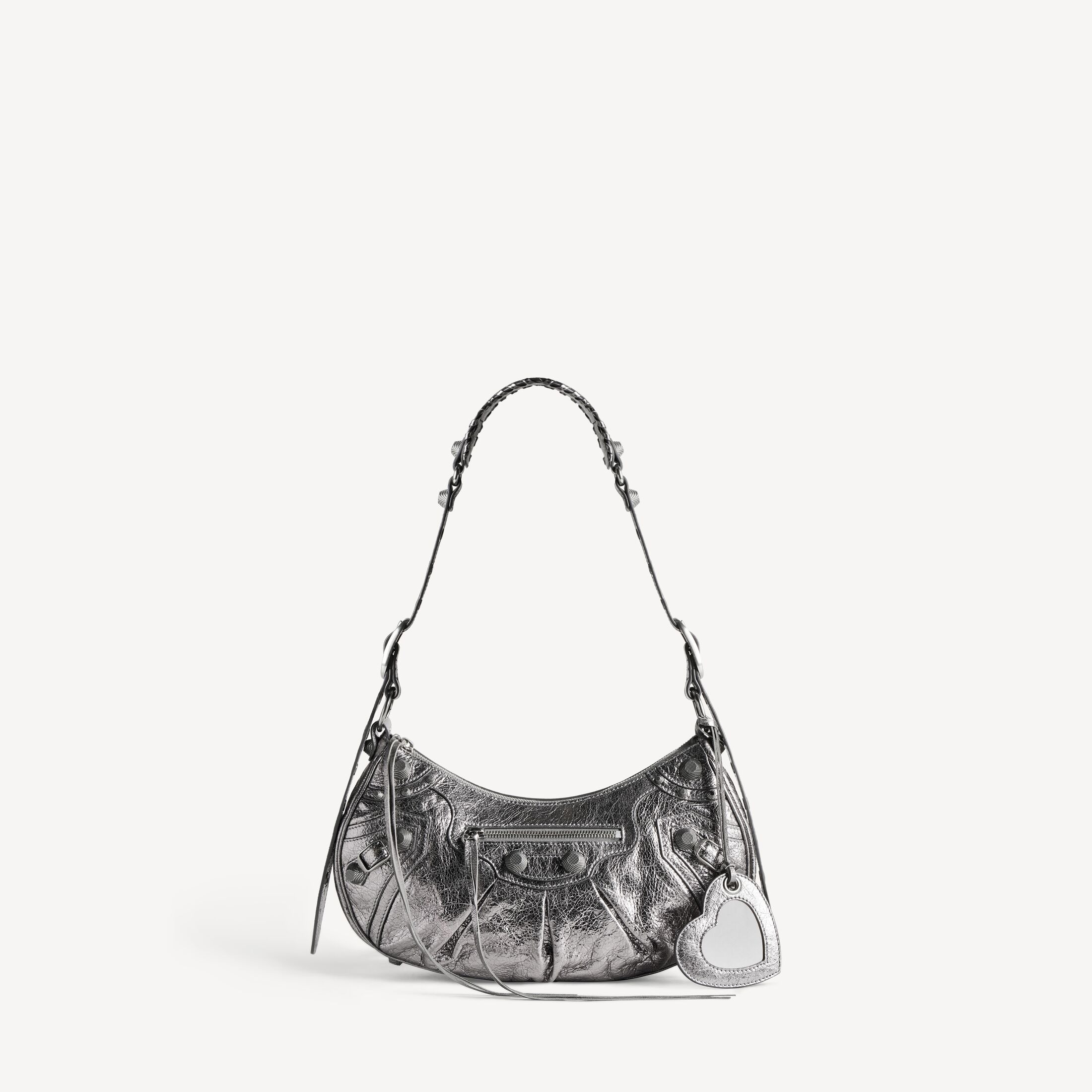 Women's Le Cagole Shoulder Bag Small in Silver | Balenciaga US | Balenciaga