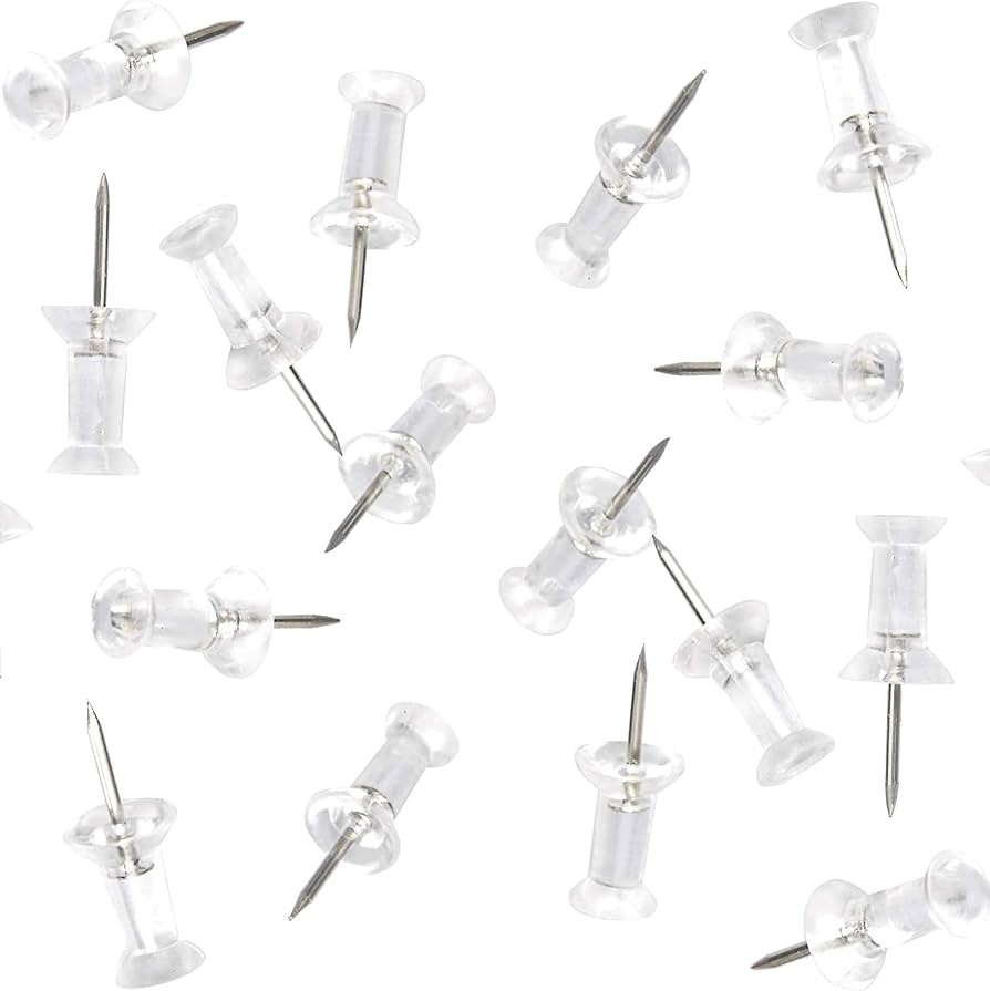 Push Pins 200 Count, Push Pins Tacks,DEEINN Push Pins, Clear Plastic Head, Steel Point, Clear Thu... | Amazon (US)