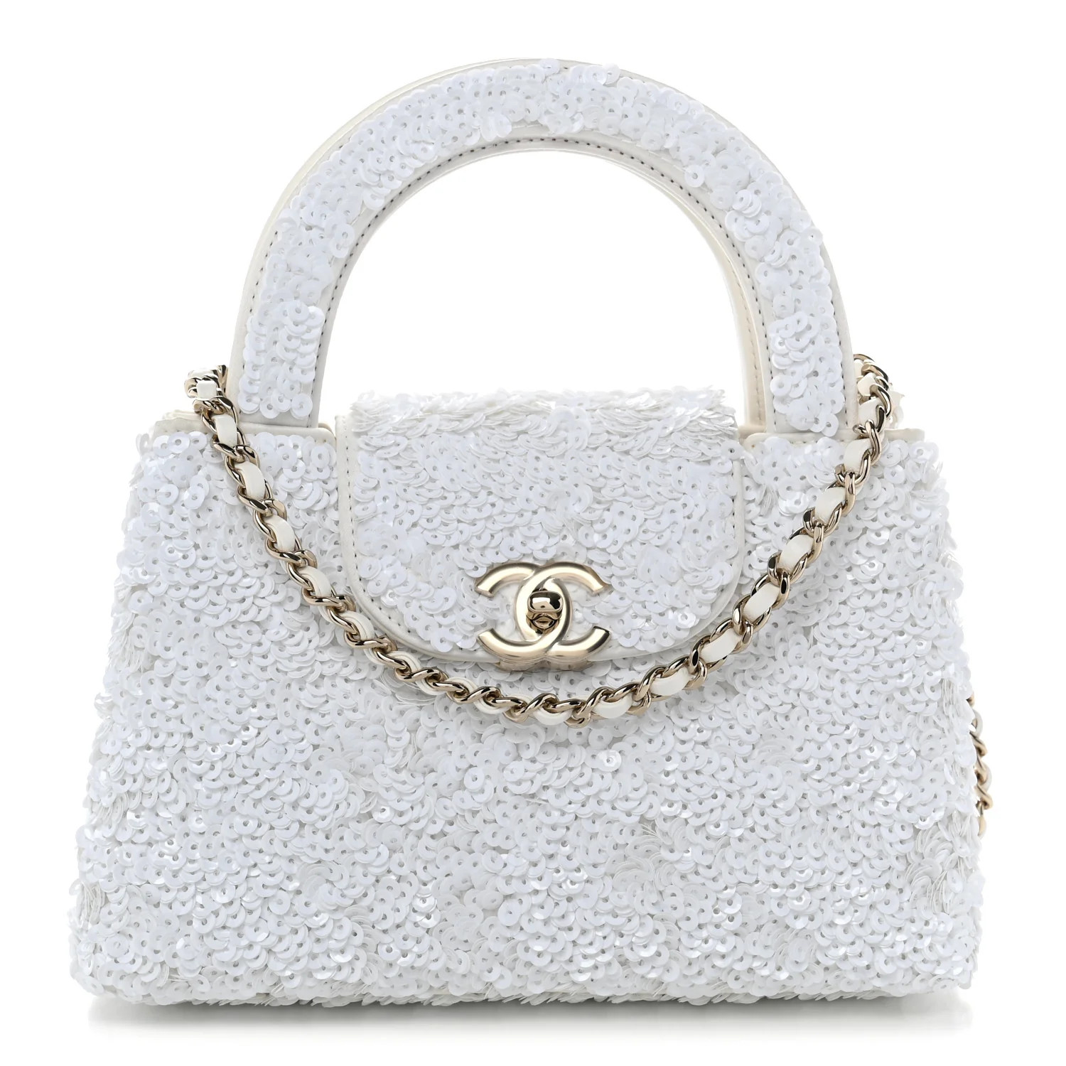 Chanel Sequin Nano Kelly Shopper White 1941012 | FASHIONPHILE (US)
