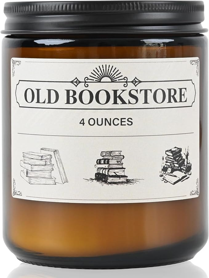 Old Bookstore Candle,Book Lovers Gifts | 4 oz 20 Hours Burn Soy Wax Candle Gift for Readers Birth... | Amazon (US)