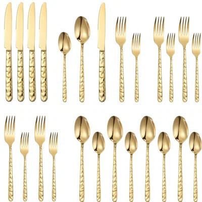 20-Piece Gold Stainless Steel Silverware Set For 4 - Elegant & Heavy Duty, Dishwasher Safe, Formal Dining, Ideal For Parties, Weddings, And Daily Use | Wayfair North America