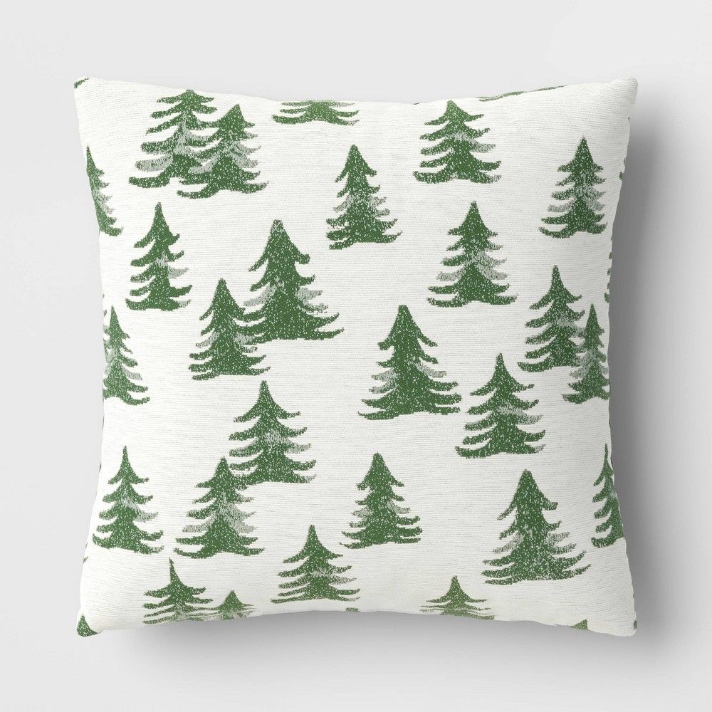 Christmas Tree Square Throw Pillow White/Green - Threshold | Target