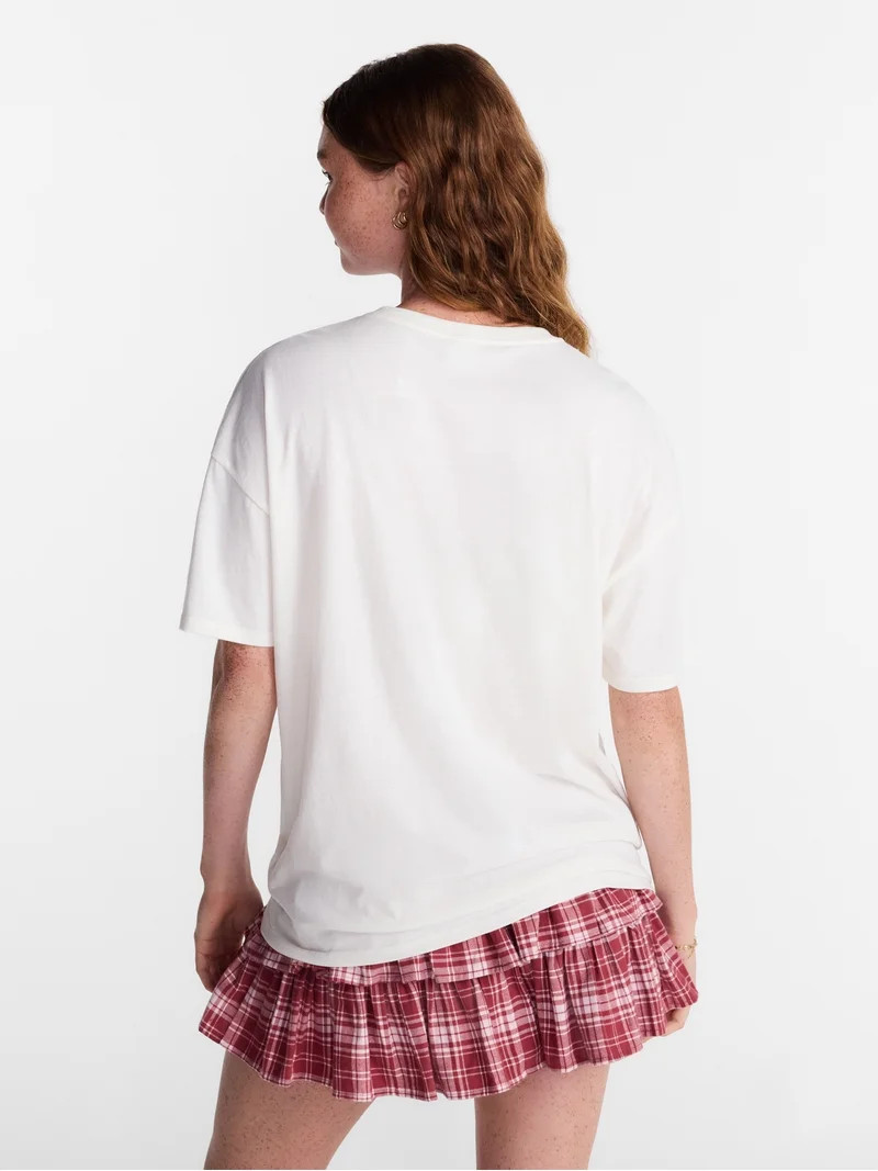 No Boundaries Washed Graphic Boyfriend Tee, Women's XXS-XXL | Walmart (US)