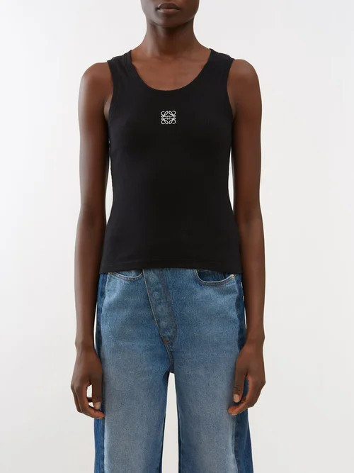 Loewe - Anagram-embroidered Cotton-blend Jersey Tank Top - Womens - Black | Matches (UK)
