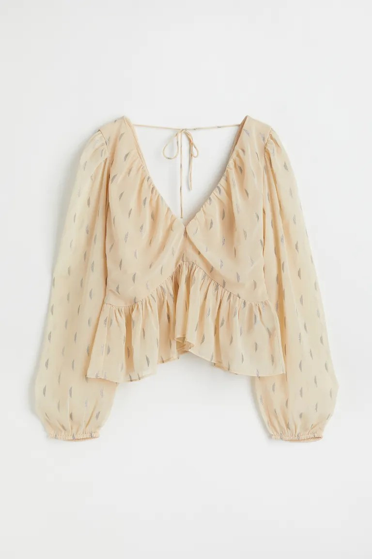Jacquard-patterned Peplum Blouse | H&M (US + CA)