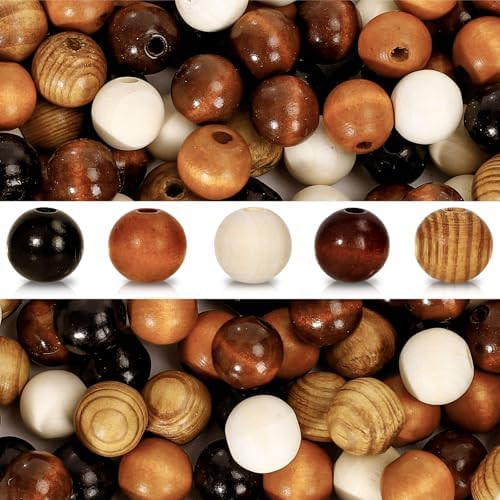 Whaline 240Pcs Farmhouse Rustic Fall Wood Beads Natural Round Wooden Beads Colorful Wood Bead wit... | Amazon (US)