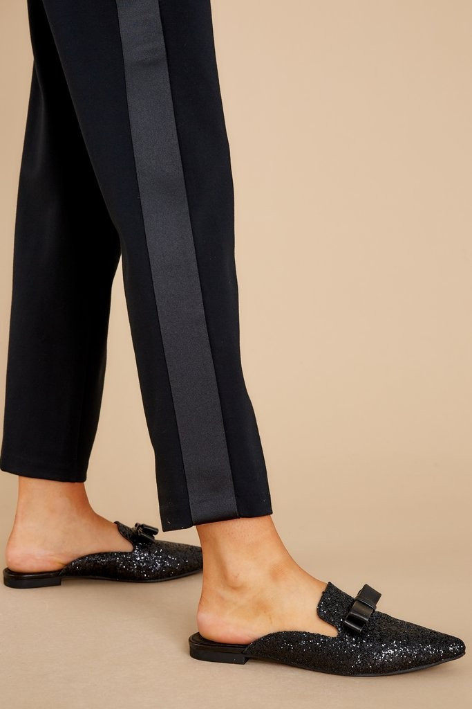 Must Be Magic Black Glitter Mules | Red Dress 