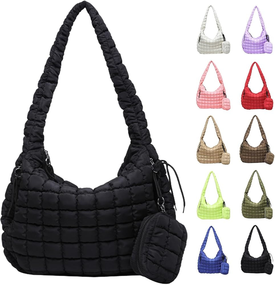 Puffer Tote Bag for Women, Large Quilted Puffer Bag with Pouch, Puffy Quilted Hobo Bag, Puff Cros... | Amazon (CA)