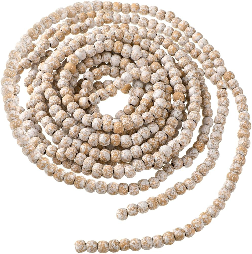 16 Feet Christmas Wood Bead Garland Wooden Bead Garland for Christmas Tree Holiday Decoration (Re... | Amazon (US)