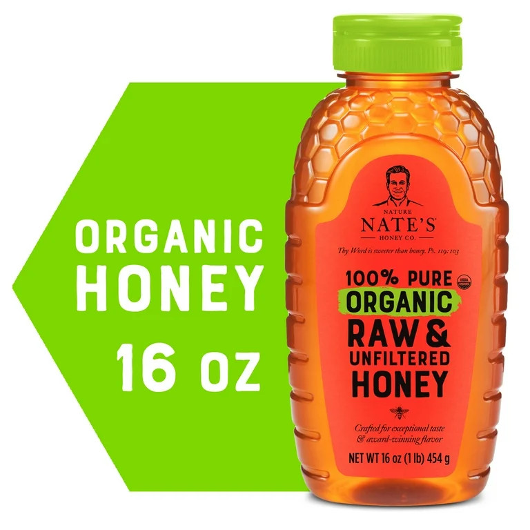 Nature Nate's Organic Honey: 100% Pure, Raw and Unfiltered Honey - 16 fl oz - Walmart.com | Walmart (US)