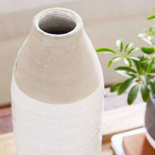 Grey Stoneware Coastal Style Decorative Vase | The Home Depot