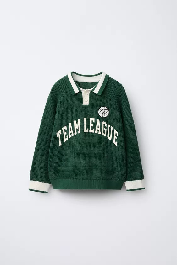 TEXT PRINT WAFFLE KNIT POLO SHIRT | Zara US